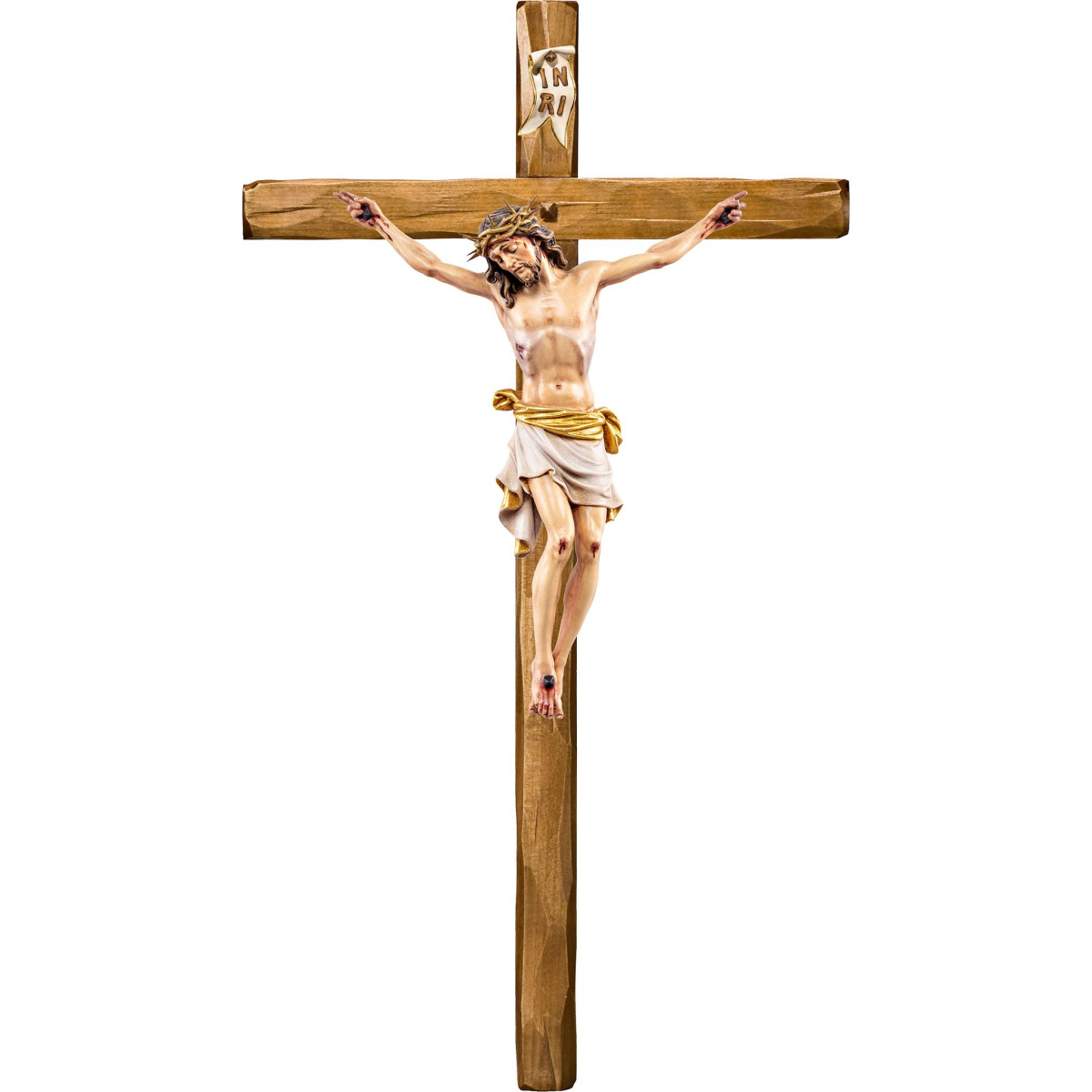 Cristo Pisa con espinas en cruz recta